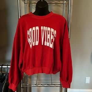 Old Navy Cropped Red Sweatshirt